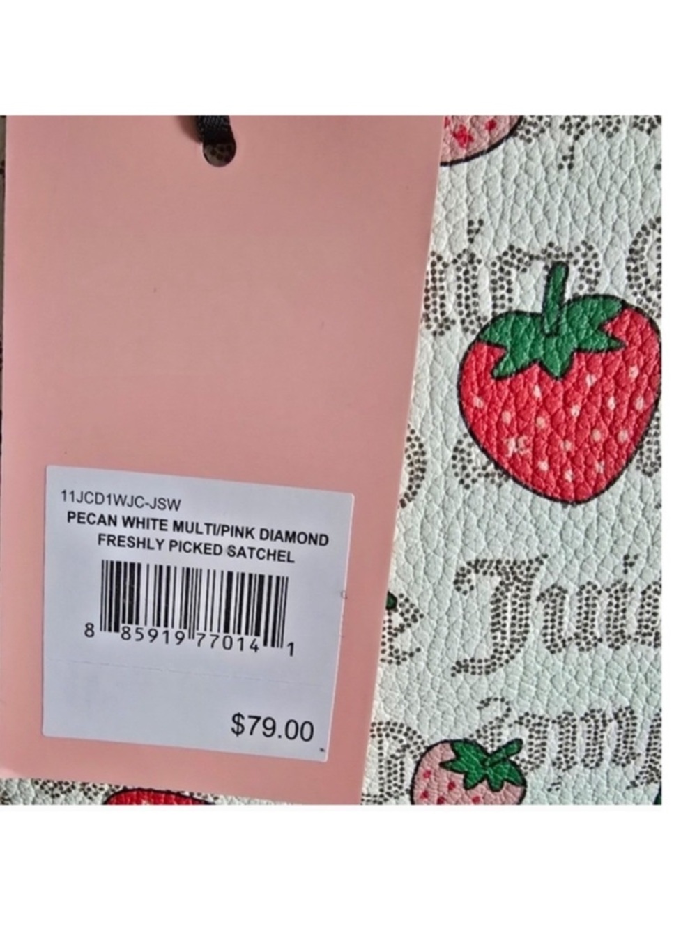 Vintage Juicy Couture Pink Strawberry Print Dome Satchel - Picture 3 of 16